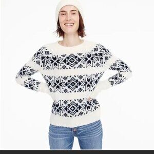 J. Crew Factory White and Black Patterned Sweater